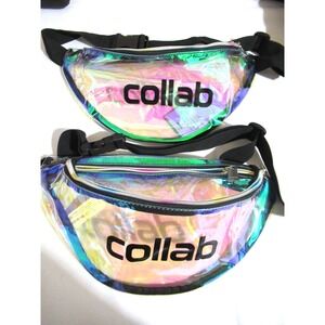 2 Collab Clear Iridescent Holographic Fanny Pack Waist Pack New No Tags